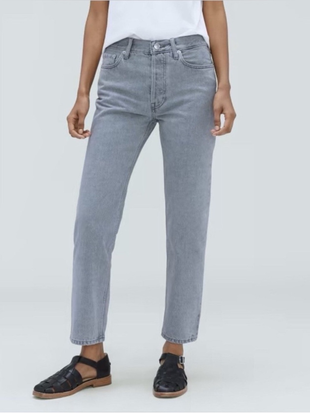 Everlane The Relaxed Straight Jean in grey organic cotton denim jeans size 28